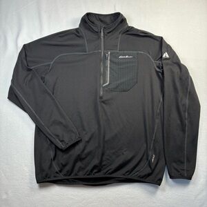 Eddie Bauer First Ascent 1/4 Zip Fleece Mens TXL Black Pullover Hiking Gorpcore